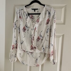 White House Black Market Floral Tie-Front Blouse